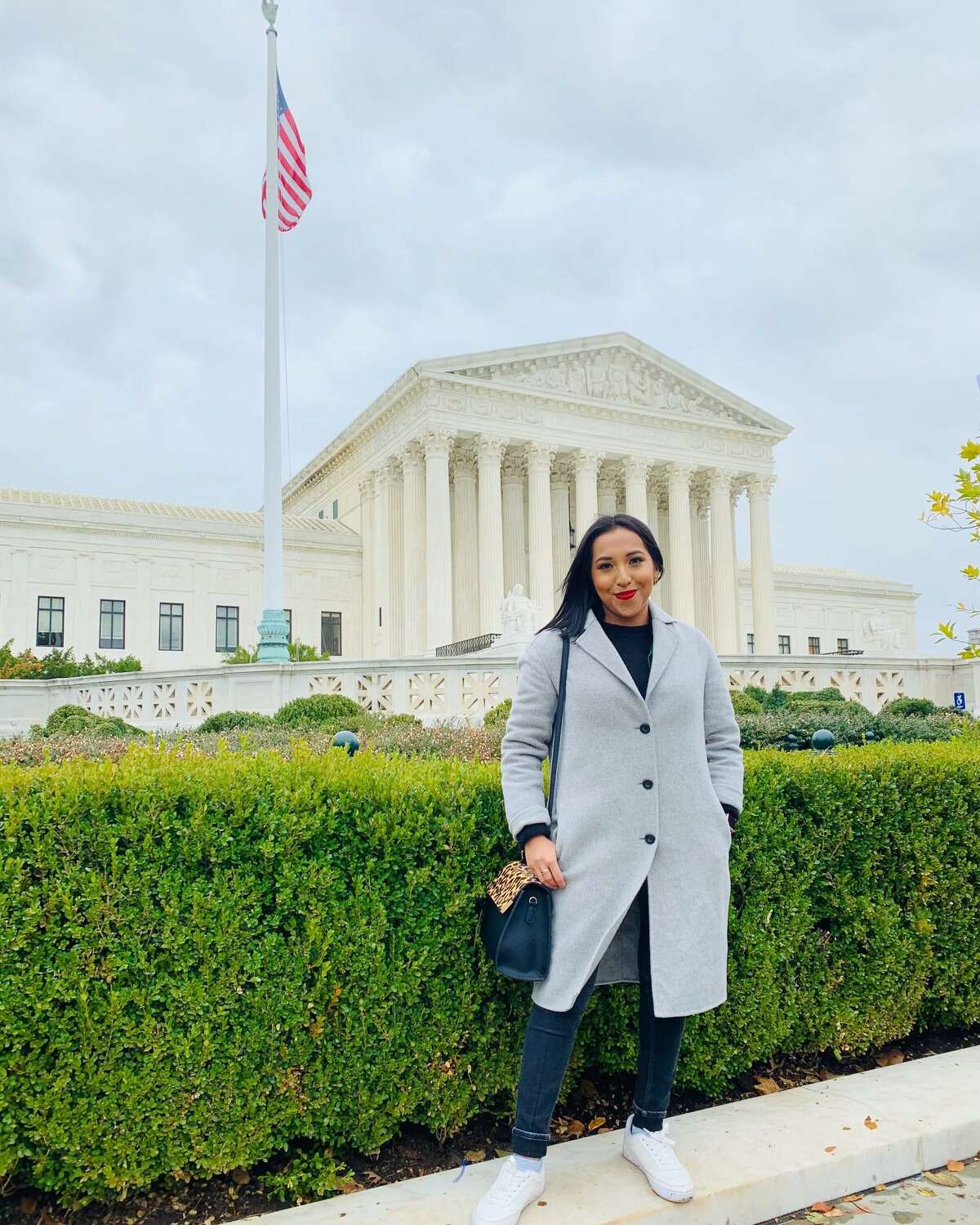 DACA recipient Joseline Tlacomulco stands in front of the Supreme Court in 2019.