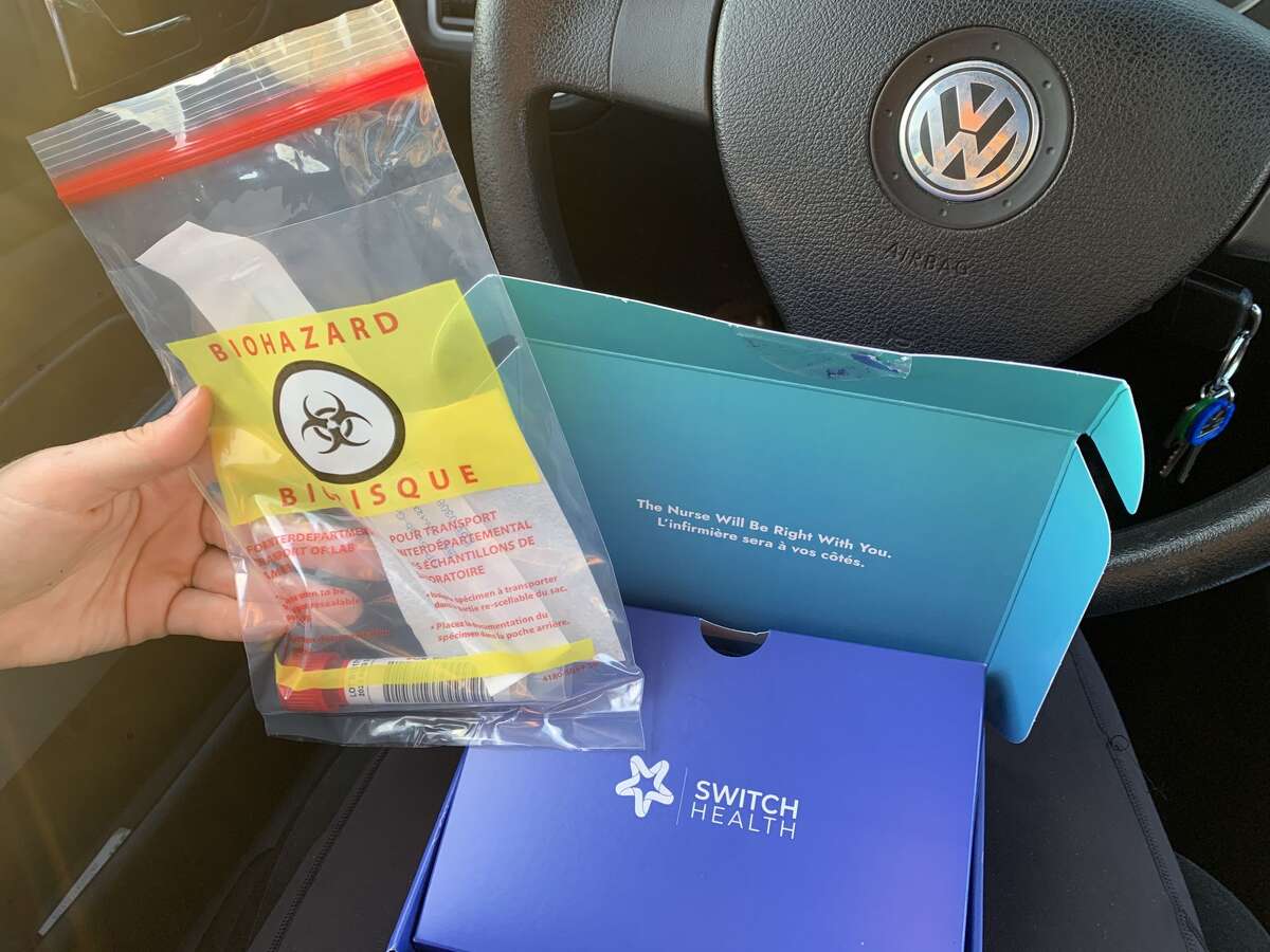 The Switch Health testing kit provided to all travelers into Canada at the border. (Rebekah F. Ward/Times Union)