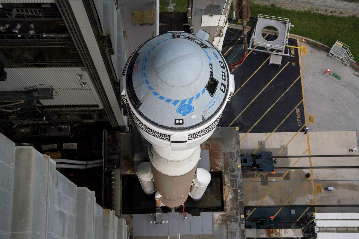 In this NASA handout, A United Launch Alliance Atlas V rocket with Boeings CST-100 Starliner spacecraft aboard is seen as it is rolled out of the Vertical Integration Facility to the launch pad at Space Launch Complex 41 Monday, Aug. 2, 2021 at Cape Canaveral Space Force Station in Florida.