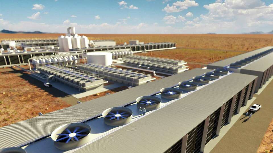 Rendering showing first look at Occidental Petroleum's proposed direct-air capture plant in the Permian Basin. The bipartisan infrastructure bill calls for $3.5 billion to held fund carbon capture and storage projects.