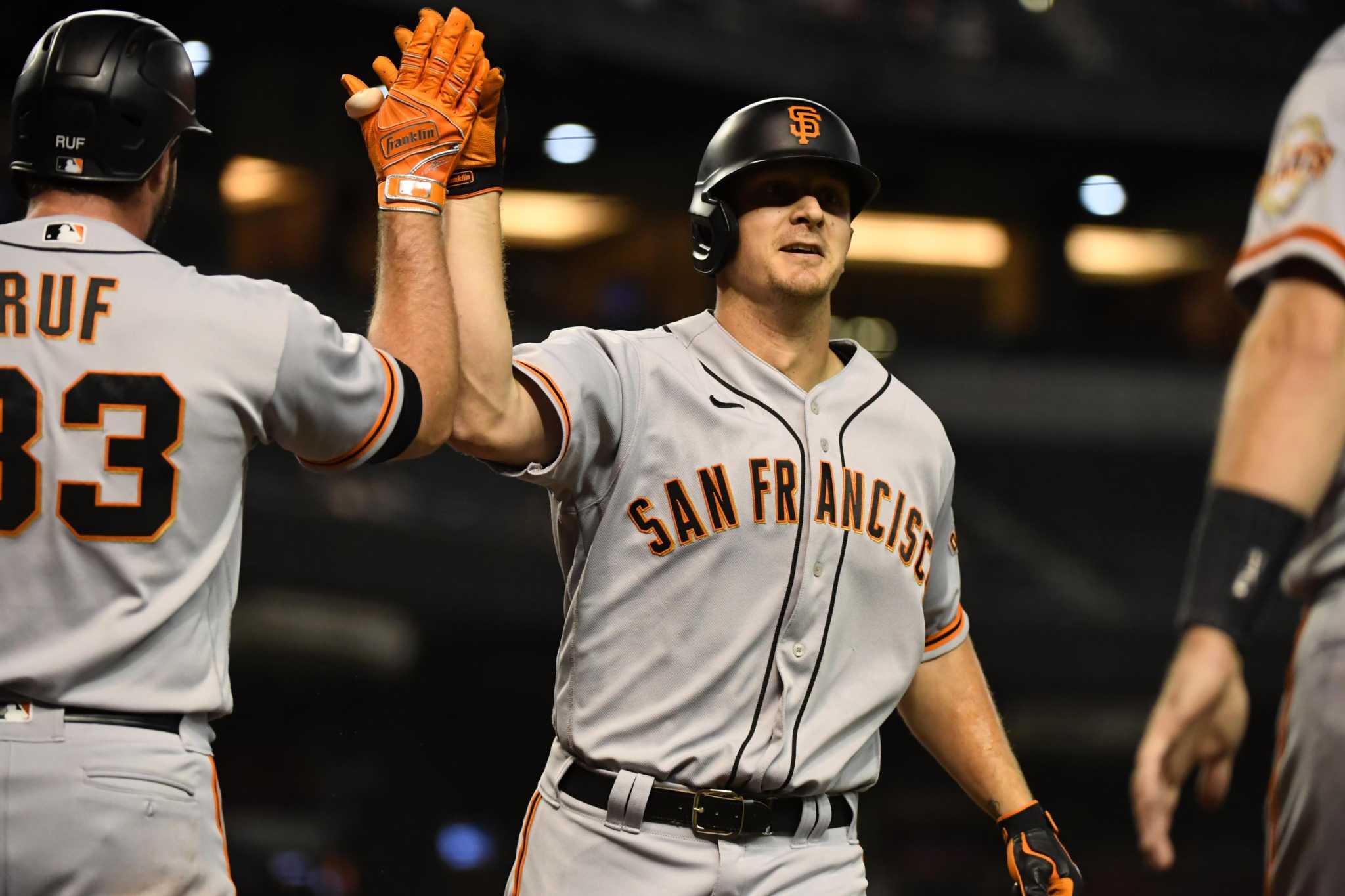 August 26 2023 San Francisco CA, U.S.A. San Francisco first baseman Wilmer  Flores (41)rounds the bases after hitting a two run homer in the third  inning during the MLB game between the