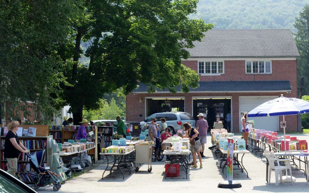 Scene from a past library book sale during the Chamber of Commerce's annual Sidewalk Sales Days.