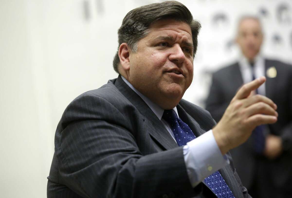 FILE - Illinois governor J.B. Pritzker speaks during a round table discussion with high school students at a creative workspace for women on October 1, 2018 in Chicago, Illinois. (Photo by Joshua Lott/Getty Images)