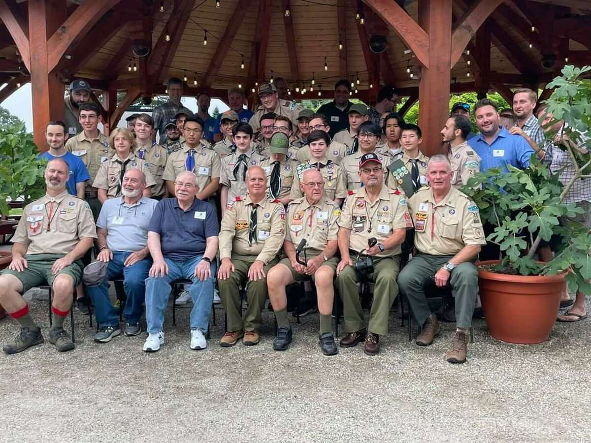 More than 100 current and past members of Shelton Scout Troop 28 celebrated the troop’s 50th birthday bash at Jones Family Farms winery on Saturday.