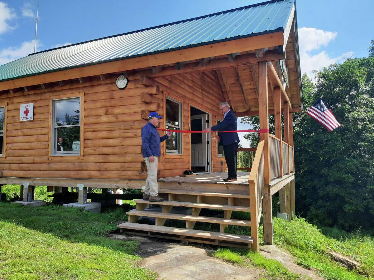 The new Southern Adirondack Mountain Rescue Training Center at the top of Oak Mountain. 