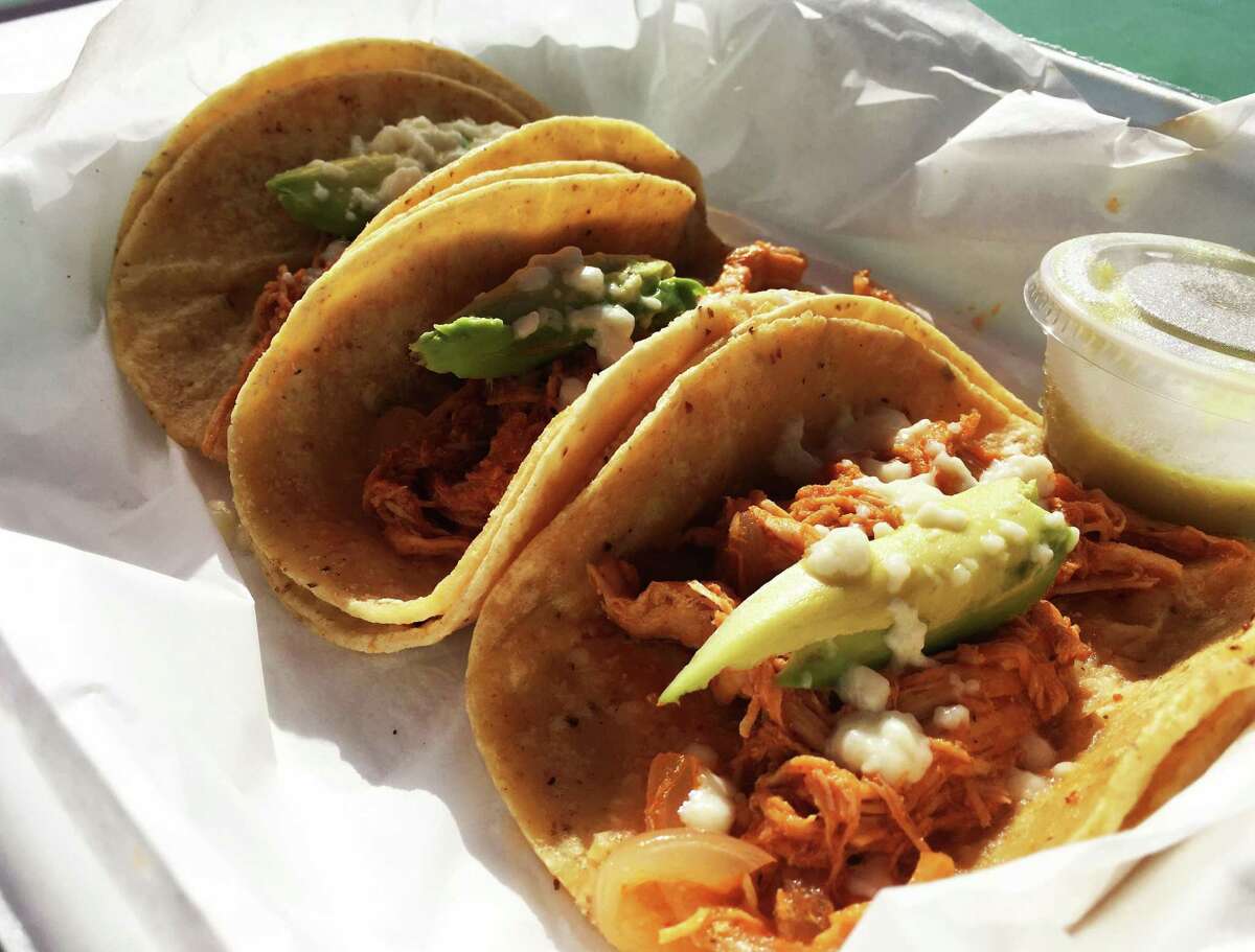 The chicken tinga tacos at Tláloc