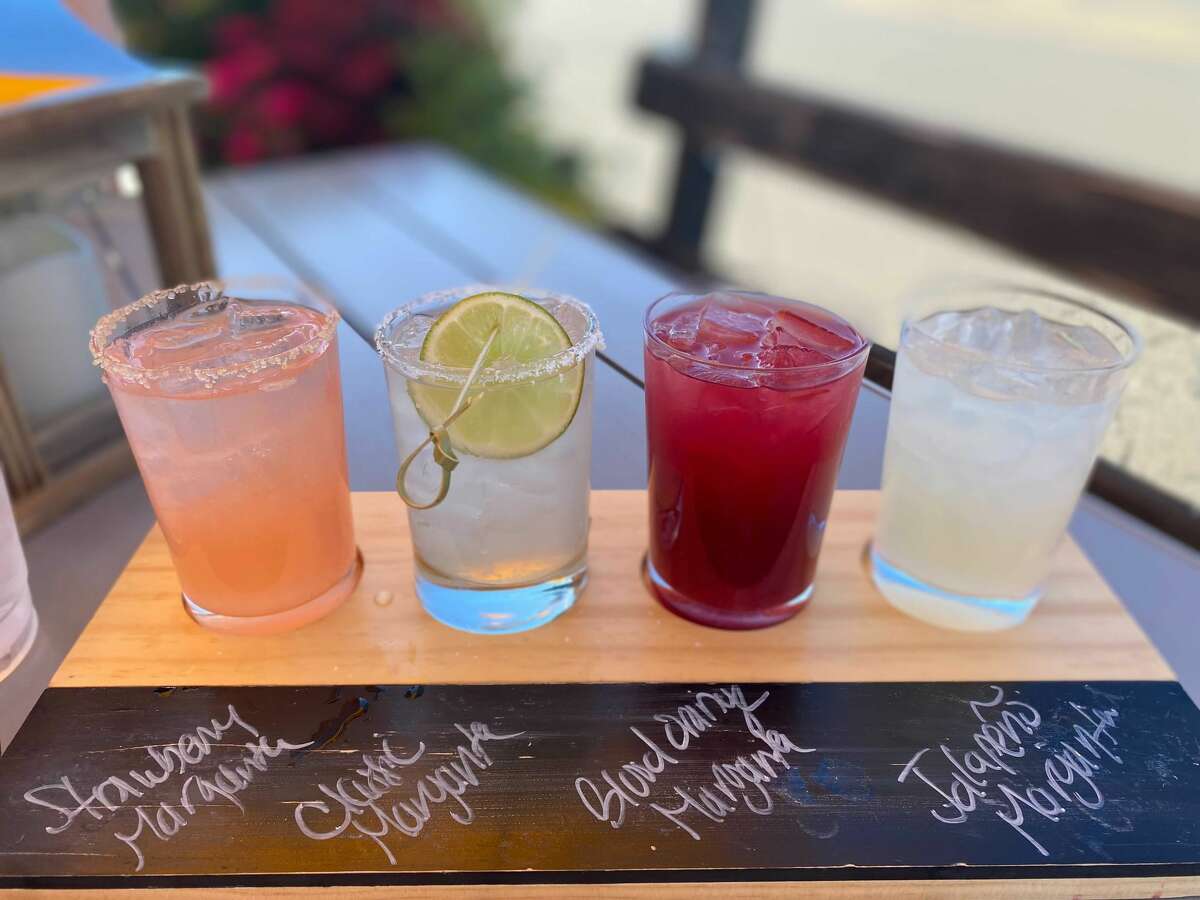 A flight of margaritas at TJ's Burritos