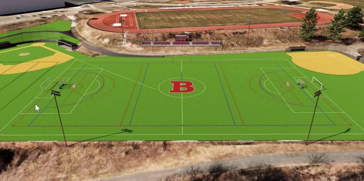 A conceptual rendering of the area behind Bethel Middle School that may soon be replaced with synthetic turf, thanks to the generosity of a private donor.
