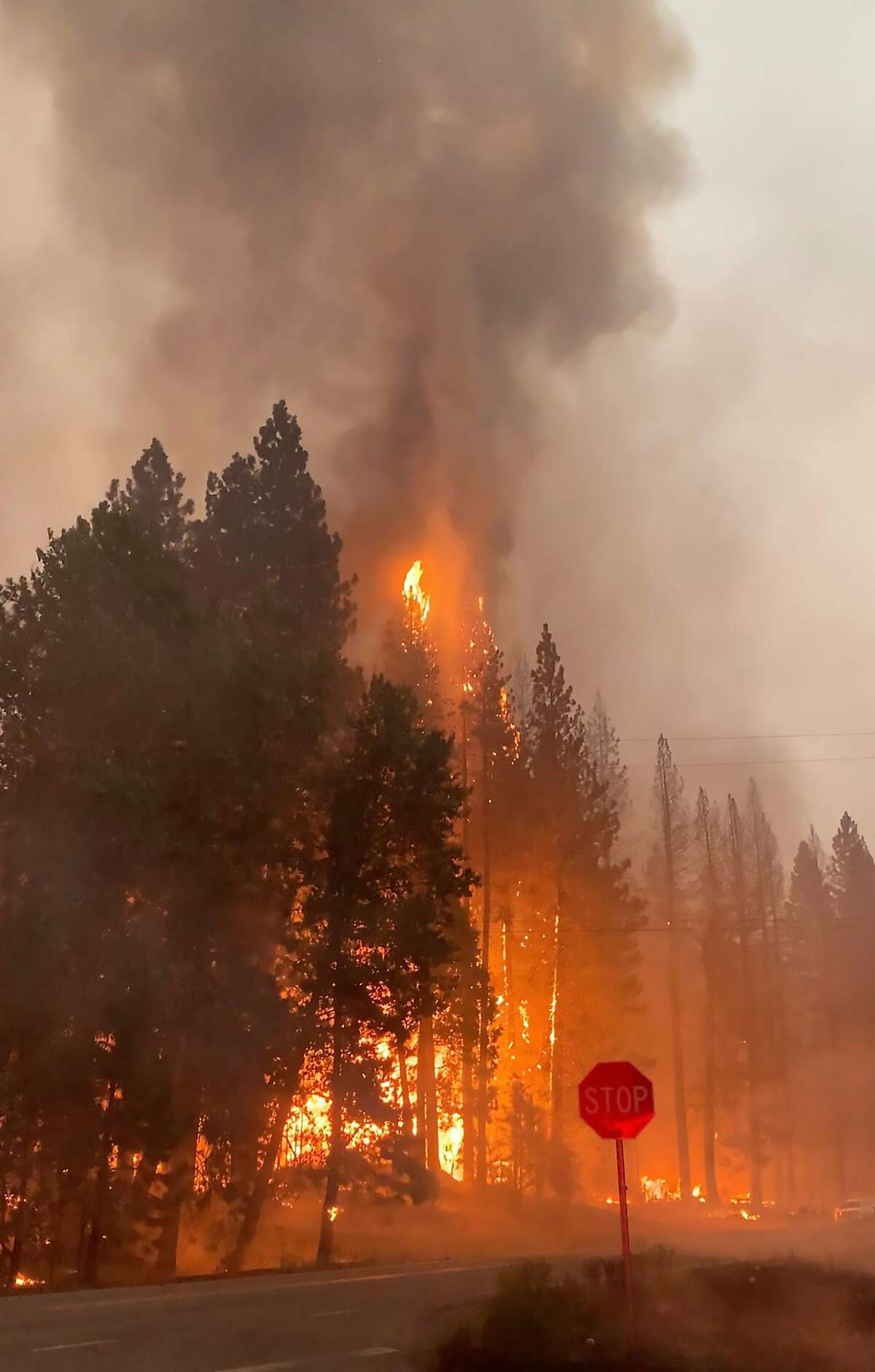 The Dixie Fire rips through the town of Greenville, Calif. on Wednesday, August 4, 2021.
