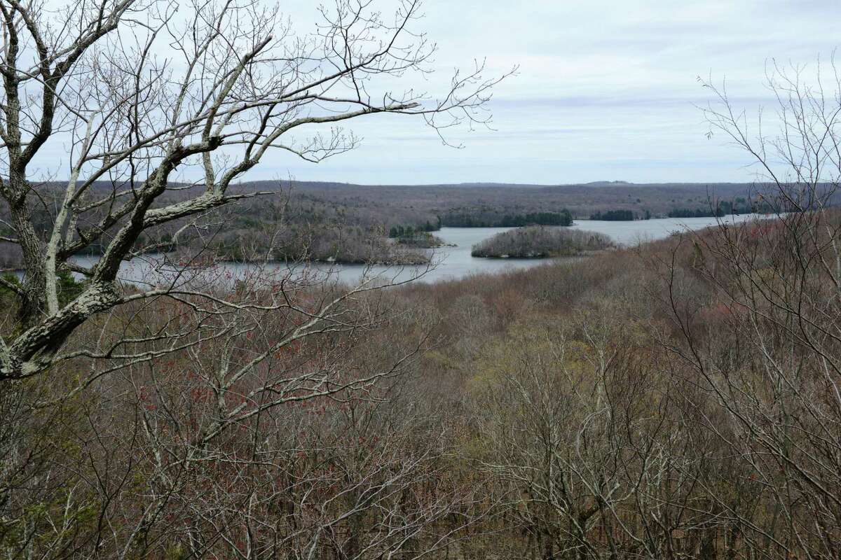 View of the Saugatuck Reservoir from the Great Ledge at Devil's Den Nature Preserve in Redding, Conn.