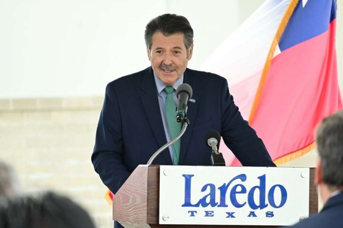 Laredo Mayor Pete Saenz is pictured on June 28 introducing a new 2.5 MG elevated storage tank in the San Isidro Subdivision.