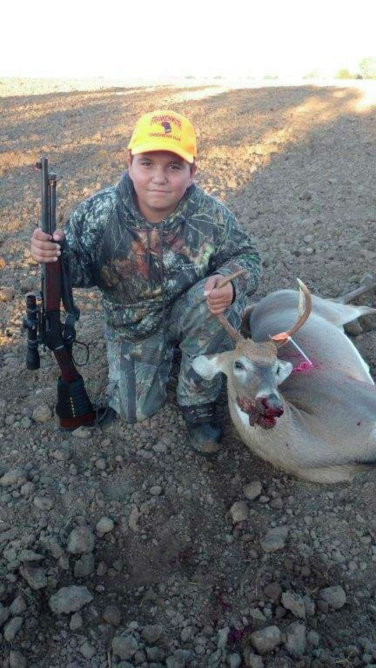 A 14-year-old Dale Skinner, of Akron, used the writer's .44 Magnum lever-action Henry Carbine to drop his 2018 Liberty Hunt buck with one shot at 75 yards. (Tom Lounsbury/Hearst Michigan)