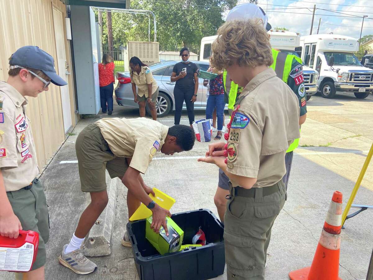 Brandon Wallace of Troop 777, The Woodlands, is learning to be a leader at the age of 13 by following the path of an Eagle Scout. Eagle Scout Project consisted of a donation of 2000 pounds of dog food with treats for pets to accompany meals for seniors. The secondary project was to mount a flag at the entrance to the new Meals on Wheels office, located at 111 S. Second Street in Conroe. The flag was flown over the Capitol in Austin and was donated by Rep. Steve Toth, The Woodlands.