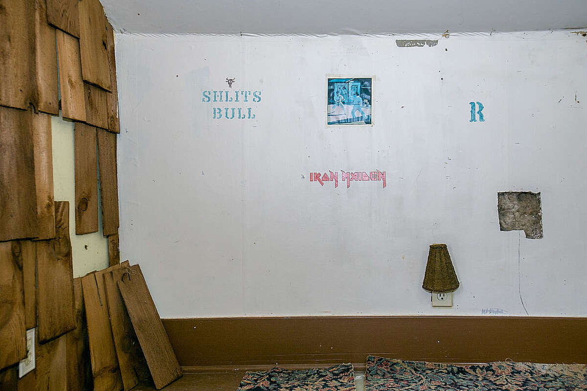 The upstairs personal bedroom and artwork that belonged to Kurt Cobain on September 27, 2013 in Aberdeen, Washington.
