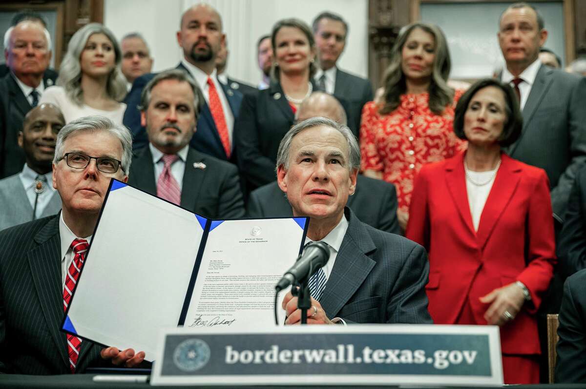 Gov. Greg Abbott talks about n details of his plan for Texas to build a border wall and provide $250 million in state funds as a “down payment” during a June 16 news conference.
