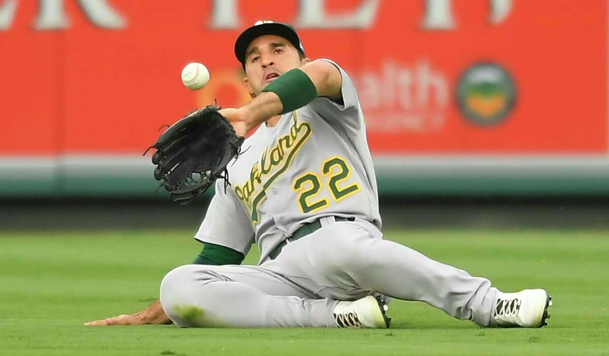 MINNEAPOLIS, MN - AUGUST 25: Oakland Athletics Outfield Ramon Laureano (22)  looks on before a MLB game between the Minnesota Twins and Oakland  Athletics on August 25, 2018 at Target Field in