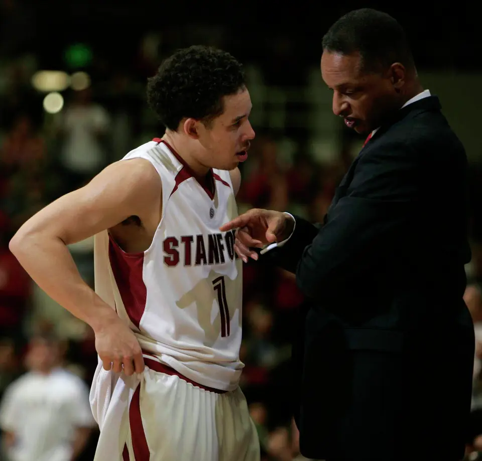 After four years at Stanford, Mitch Johnson, left, spent three years in the G League and overseas before turning to coaching. Now, he’s been with the Spurs organization for six years.