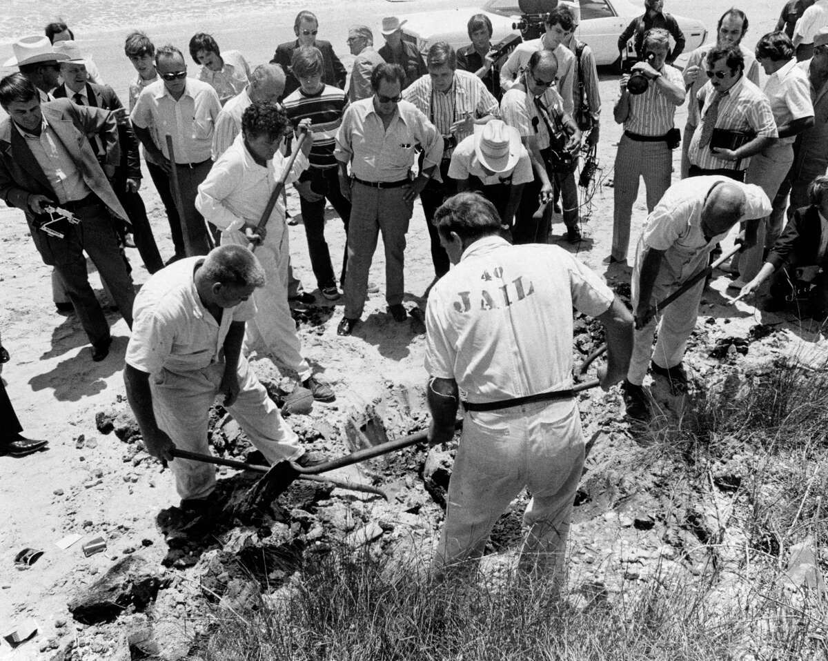 08/1973 - Search for Dean Corll victims on High Island. August 1973 The beach was one of several locations being searched for bodies of the mass murder sex and torture ring.