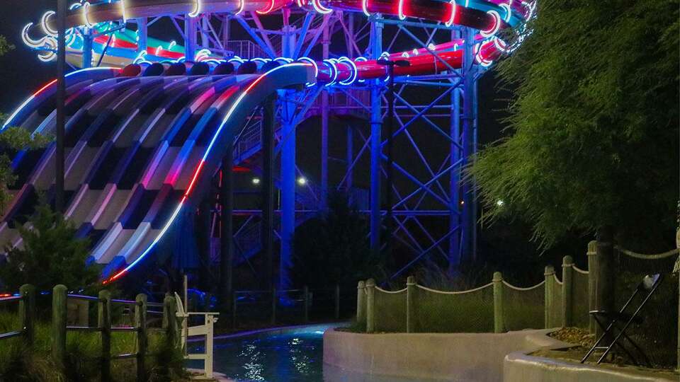 Typhoon Texas is saluting local Olympic gold medalist Tamyra Mensah-Stock of Katy and all other Olympic competitors with a waterslide bathed in lights of red, white and blue. The specially lit slide will be on display at the west Houston waterpark through Aug. 21, 2021.