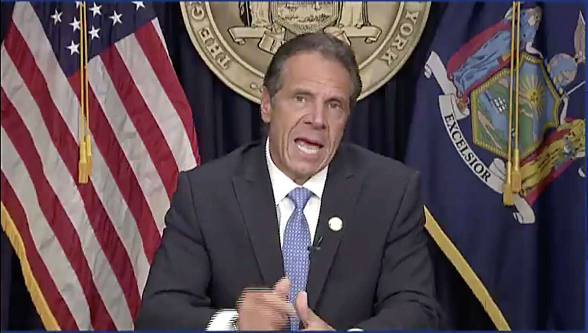 Reaction was swift and largely unsympathetic to news Gov. Andrew M. Cuomo would resign in two weeks. In this still image from video, Gov. Andrew Cuomo announces his resignation. (Office of the Governor of New York via AP)