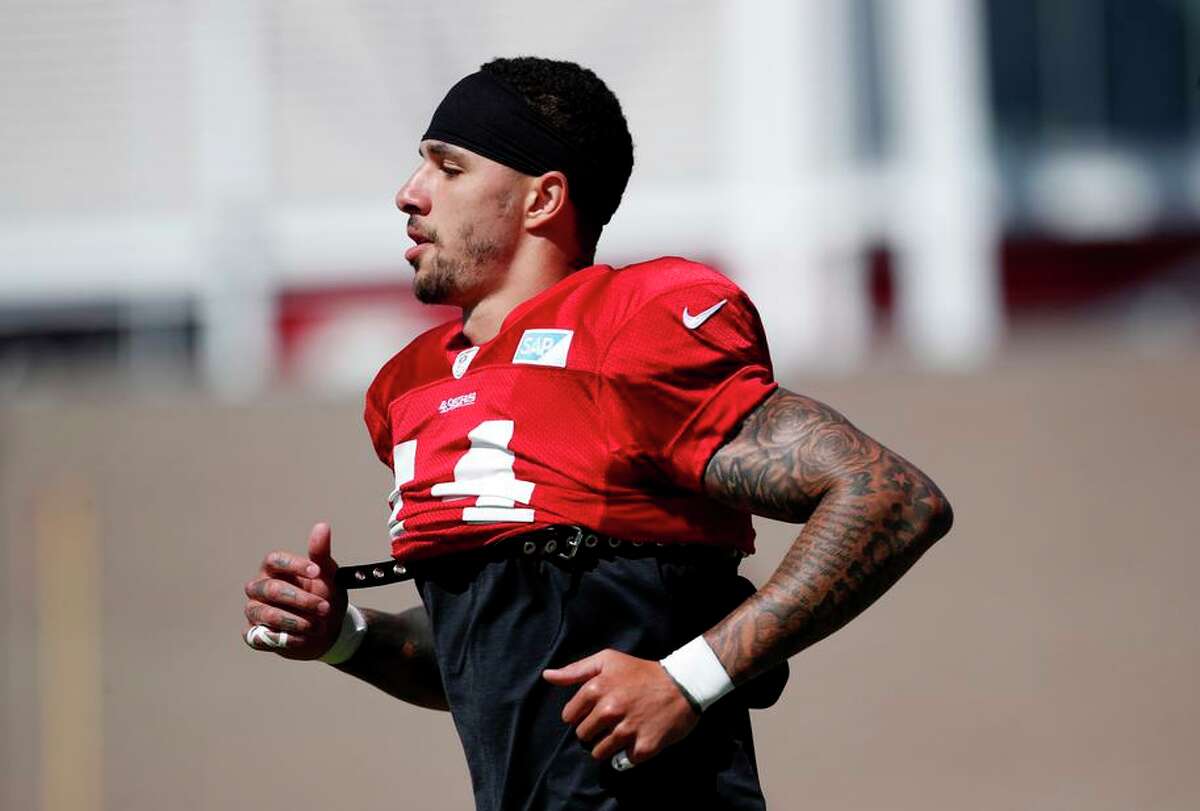 San Francisco 49ers wide receiver Jalen Hurd takes part in drills at an NFL football training camp in Santa Clara, Calif., Tuesday, Aug. 3, 2021. (AP Photo/Josie Lepe)