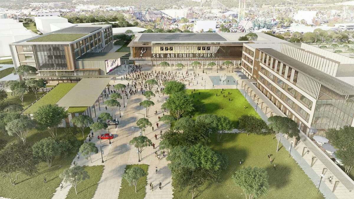 Renderings of the “human show  campus” and park.