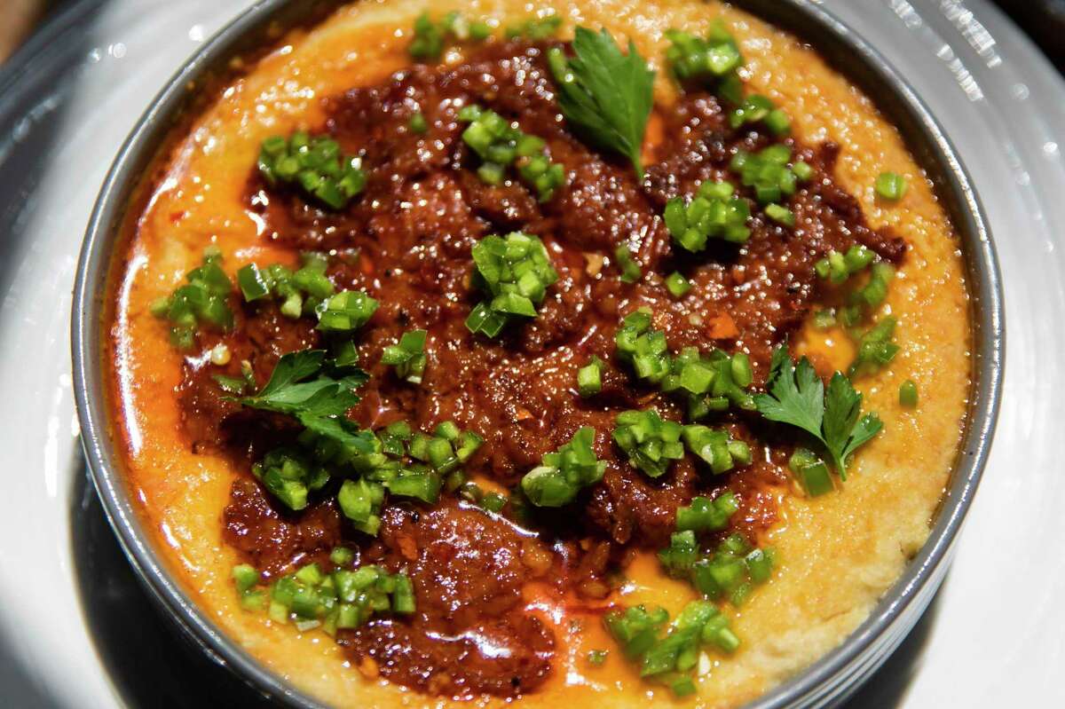 The serrano hummus from Lulu in Berkeley, topped with a caramelized layer of nduja, a spicy pork sausage.