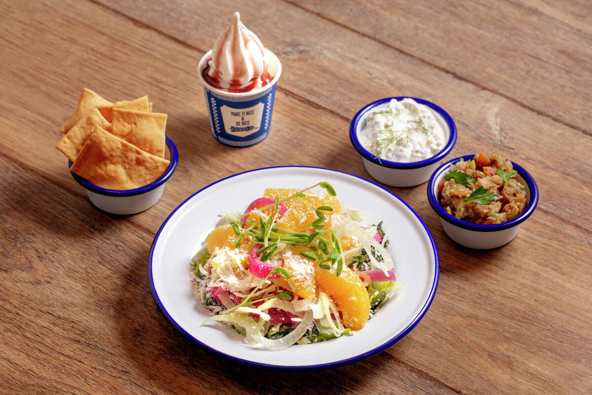 San Francisco's Souvla is teaming up with Delta for in-flight dining. The chicken salad, shown here, along with the brand's Greek frozen yogurt, will be available to Delta's first and business classes on select flights.