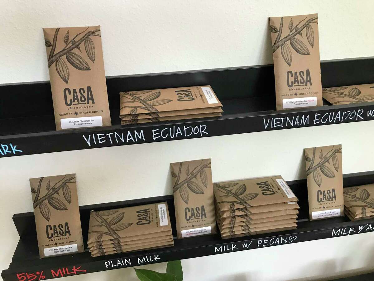 A selection of chocolate bars at Casa Chocolates