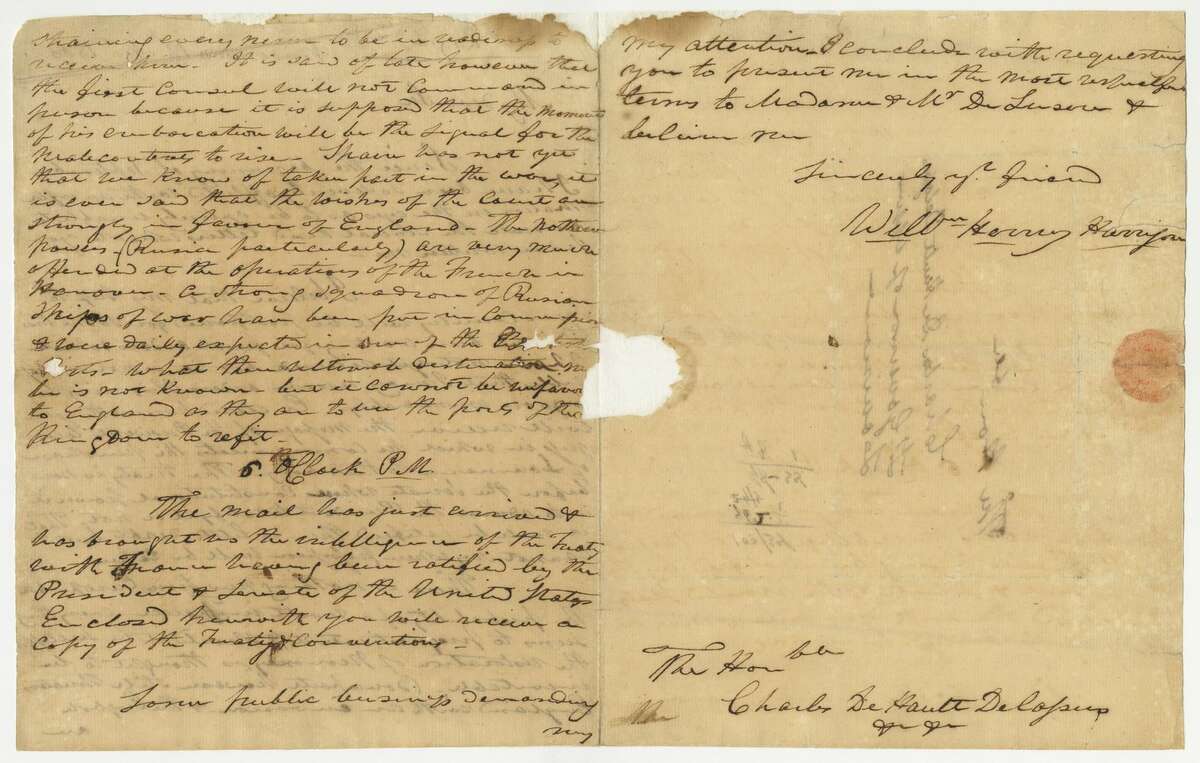 A correspondence from future President William Henry Harrison confirming the Louisiana Purchase is now part of the Missouri Historical Society collection.