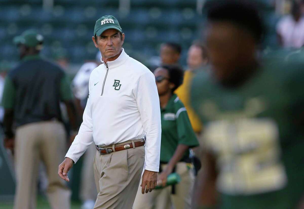 The NCAA infractions committee said Wednesday that its years-long investigation into the Baylor sexual assault scandal would result in four years probation and other sanctions, though the “unacceptable” behavior at the heart of the case did not violate NCAA rules. The NCAA ruling came more than five years after the scandal broke at the world’s largest Baptist university, leading to the firing of successful football coach Art Briles, shown before a game in 2015, and the later departures of athletic director Ian McCaw and school president Ken Starr.