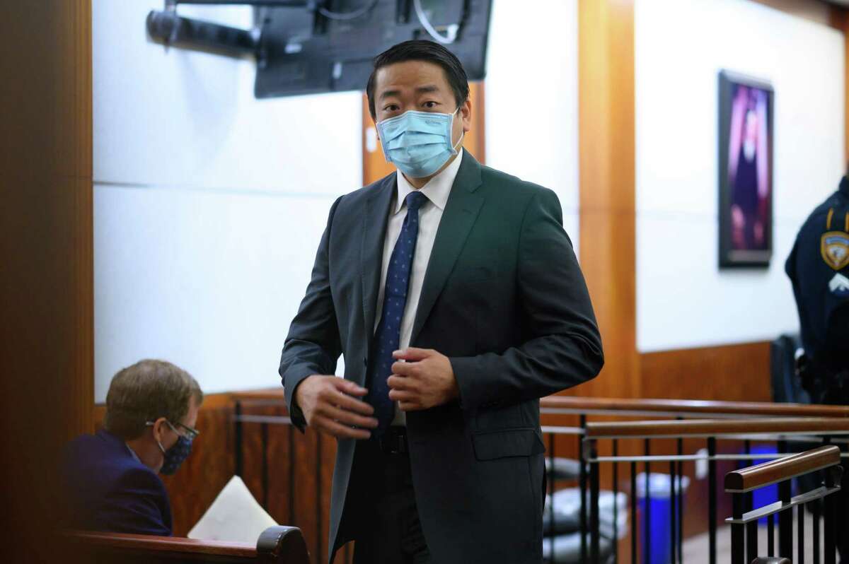 Gene Wu appears at the Harris County Courthouse on Wednesday, Aug. 11, 2021. State District Judge Chris Morton granted a writ of habeas corpus for State Rep. Gene Wu, pre-empting a civil arrest warrant for his absence in the Texas Legislature.