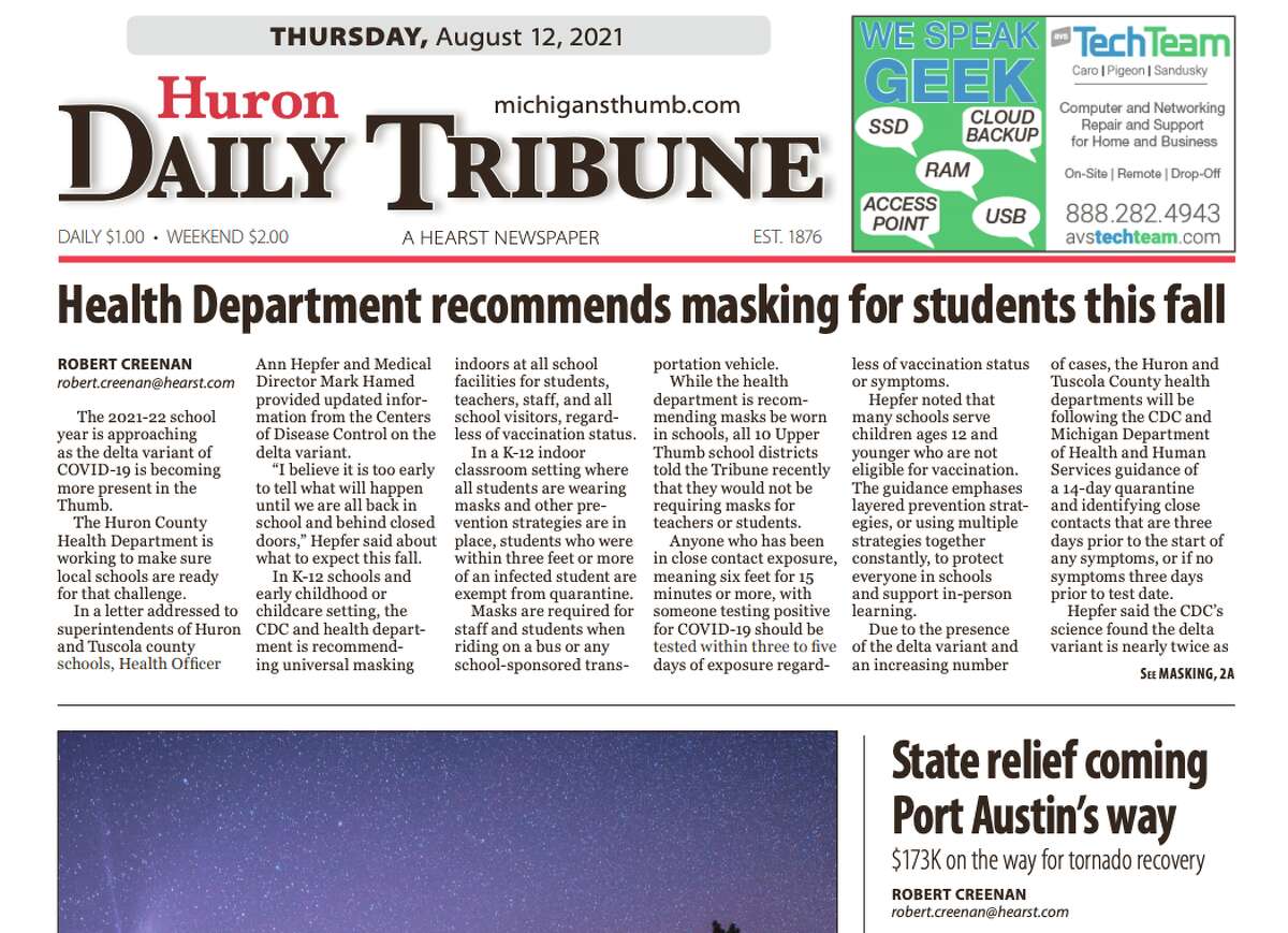 Because of a power outage at our printing facility in Big Rapids, there will be no printed edition of the Huron Daily Tribune for Thursday, Aug. 12. You can view a replica of the edition.
