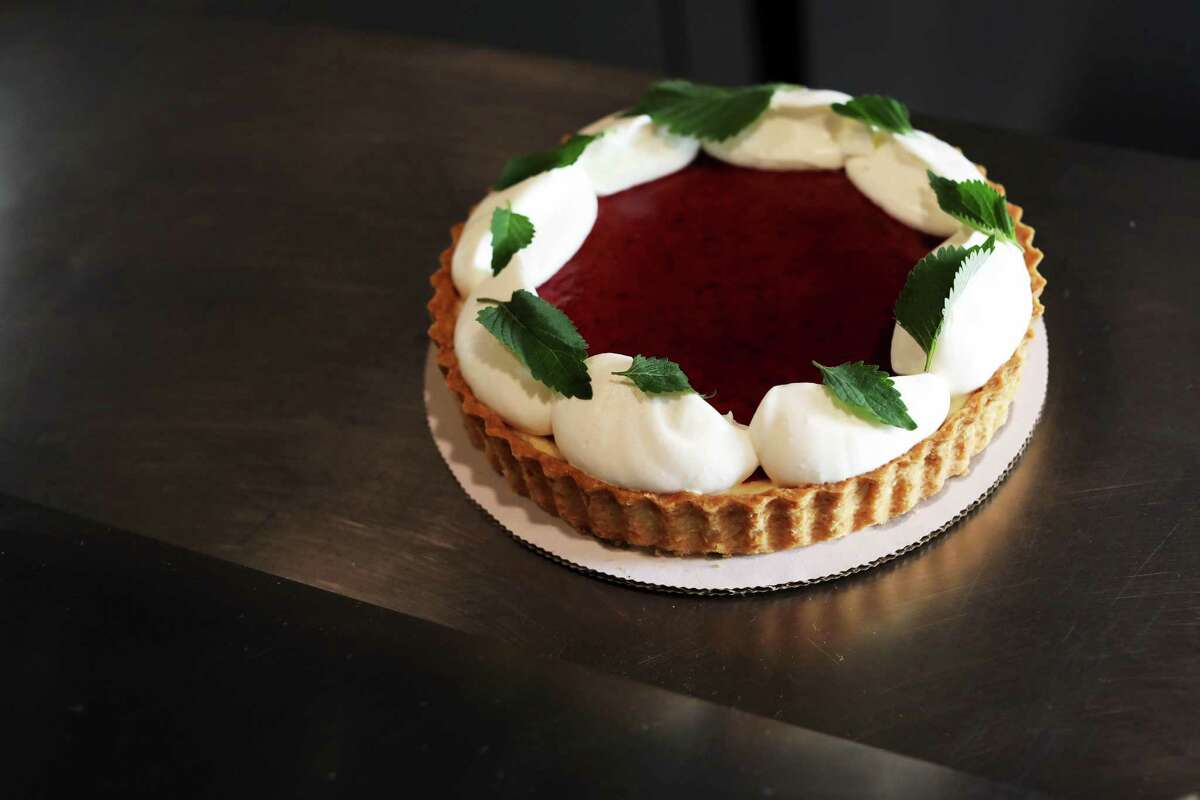 A sweet cheese tart with Chinese mint and plum puree from Melissa Chou’s Grand Opening pop-up.