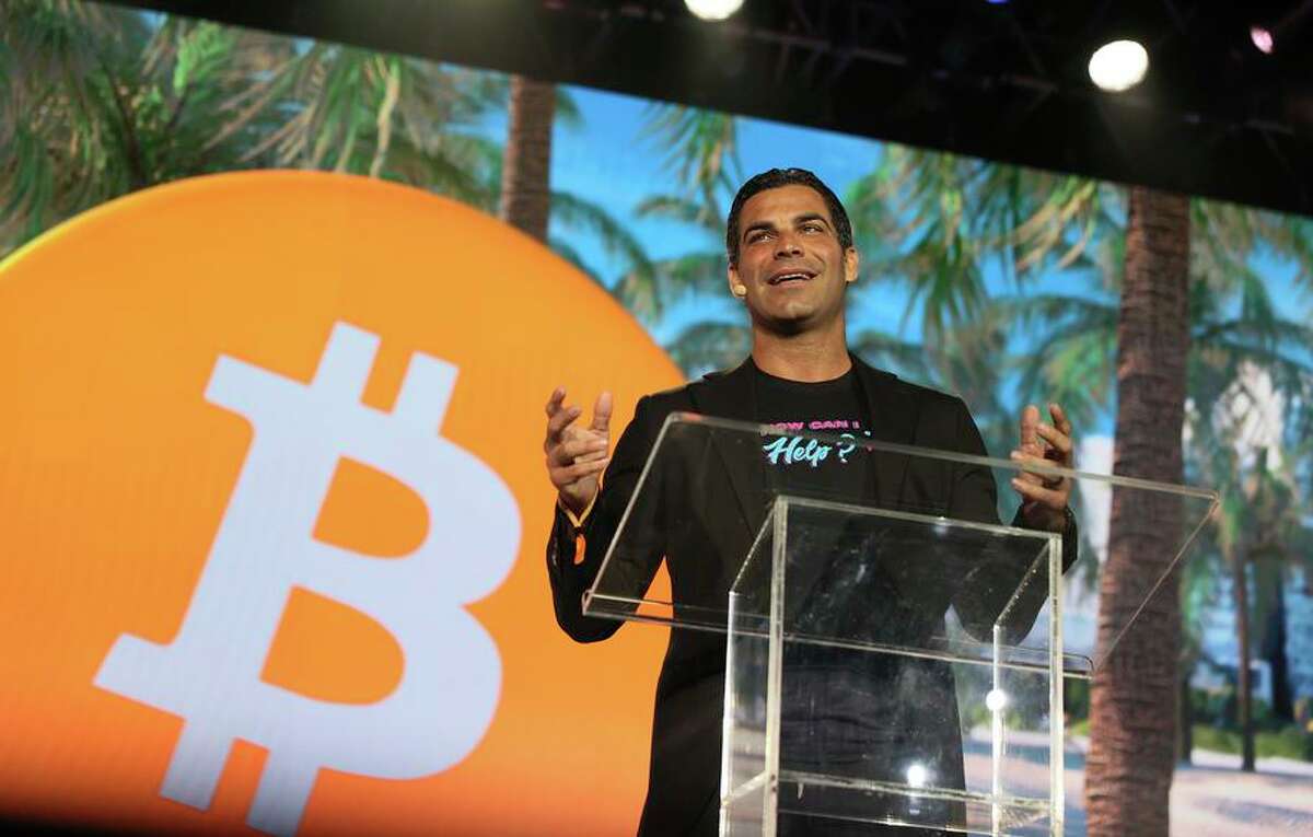 Mayor Francis Suarez, speaking at the Bitcoin 2021 cryptocurrency convention, strives to build Miami’s tech culture.