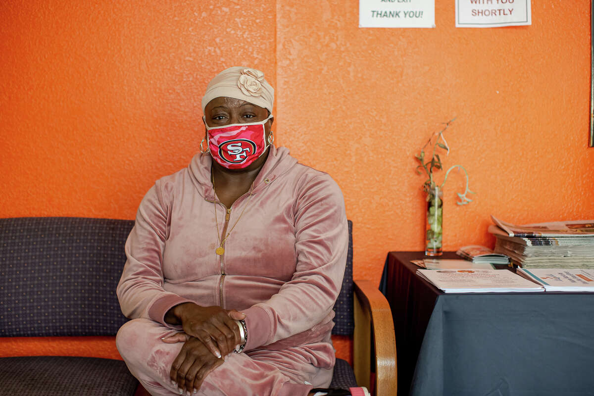 Felisia Thibodeaux, executive director of the Southwest Community Corporation, posed for a photo at the IT Bookman Community Center in San Francisco on August 11, 2021.