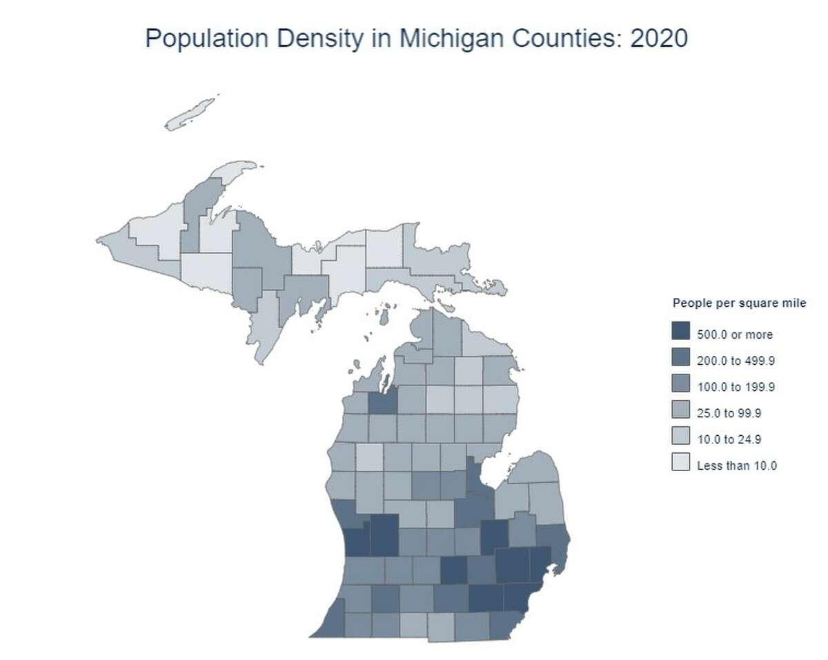 Once-a-decade Census results were released Thursday. This is a map of Michigan's population density. 
