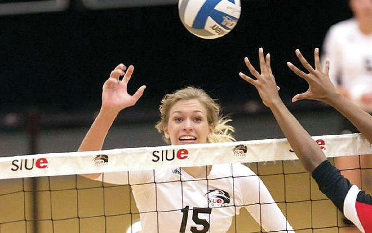 Former SIUE standout Kristen Torre has joined the Cougars volleyball coaching staff as a volunteer assistant. She is shown during her playing career with SIUE.