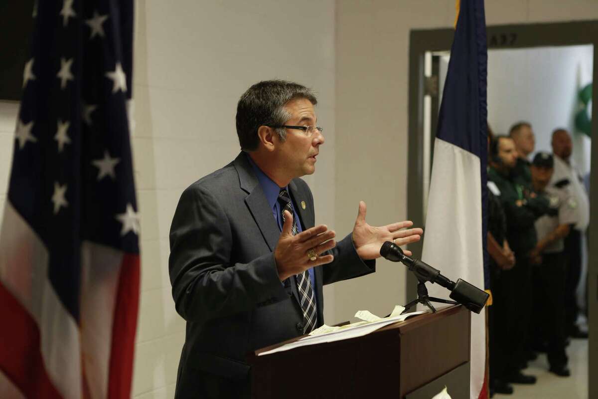 Senator Charles Perry addresses the crowd at a ribbon cutting ceremony at the state's new home for sex predators, Billy Clayton Center, Thursday, Sept. 24, 2015, in Littlefield, Texas.