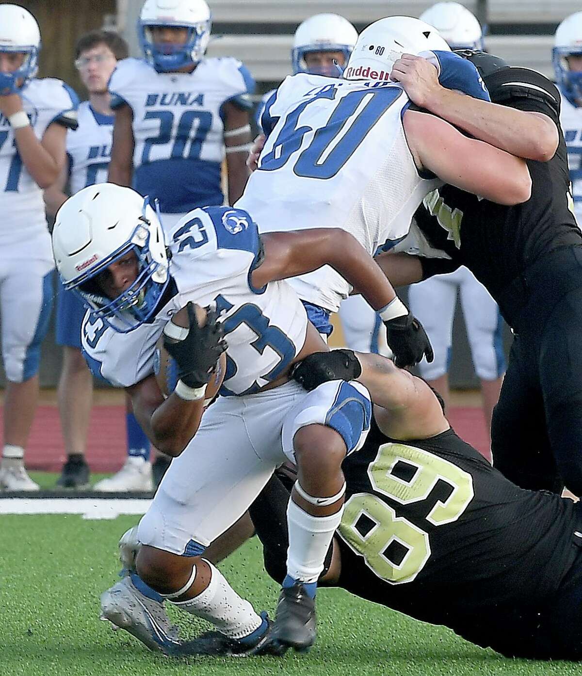 Vidor faces Buna at home in their season opening scrimmage. Photo made Friday, August 13, 2021 Kim Brent/The Enterprise