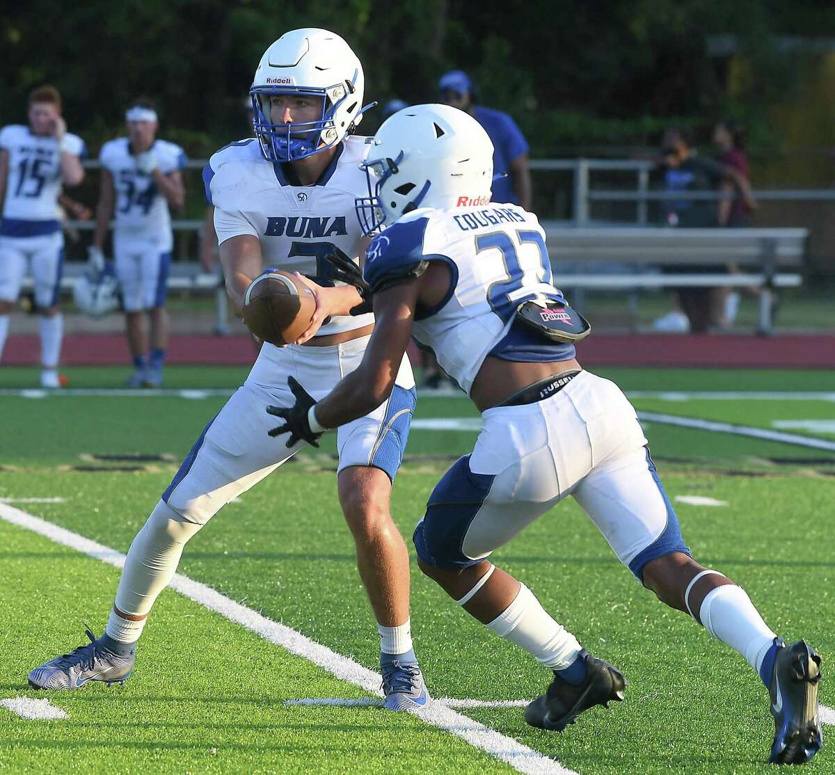 Vidor faces Buna at home in their season opening scrimmage. Photo made Friday, August 13, 2021 Kim Brent/The Enterprise