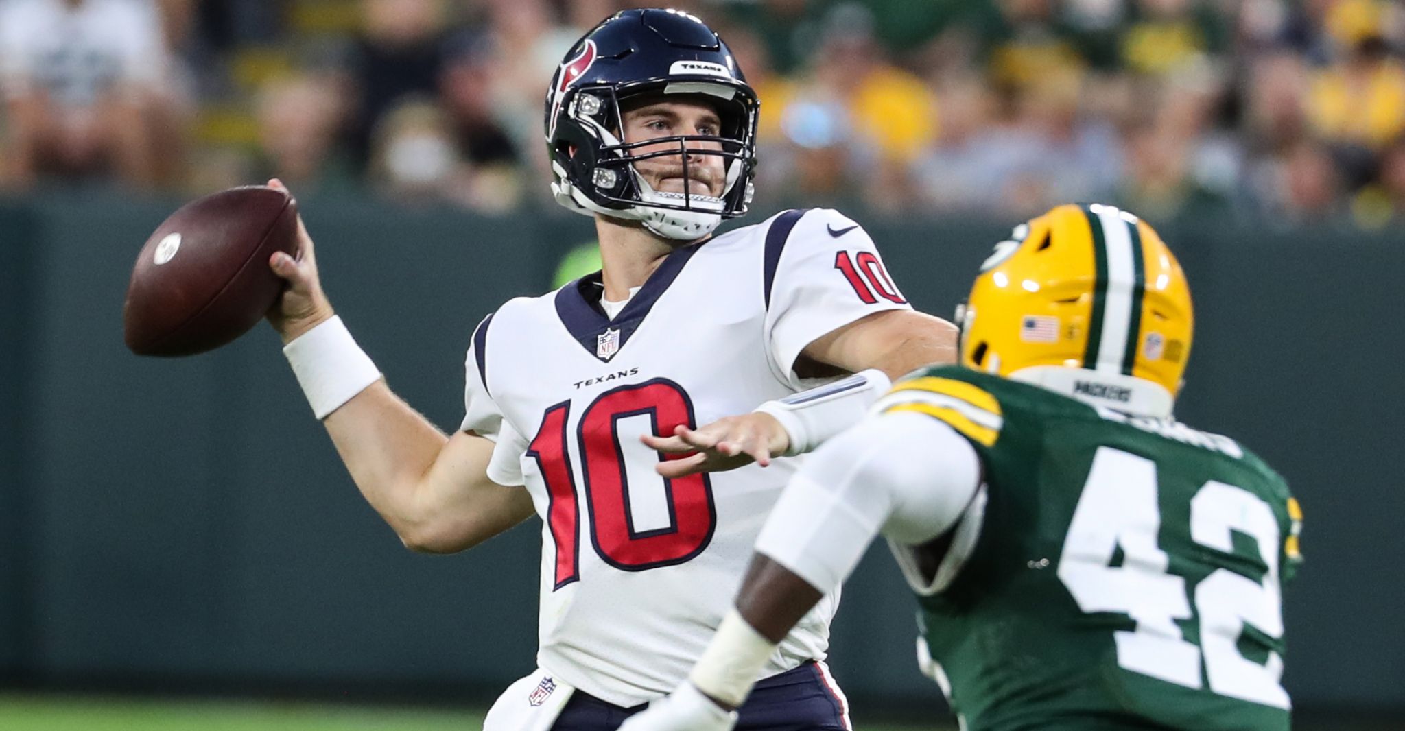 In David Culley's first game as head coach, the Houston Texans defeated the Green  Bay Packers 26-7 at Lambeau Field on Saturday night.