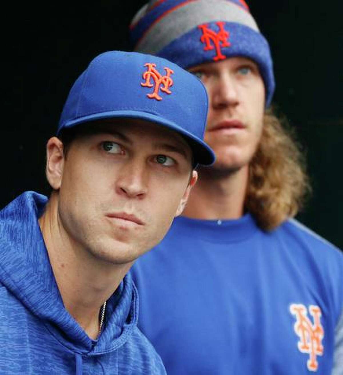 The Mets are without pitchers Jacob deGrom (left) and Noah Snydergaard.