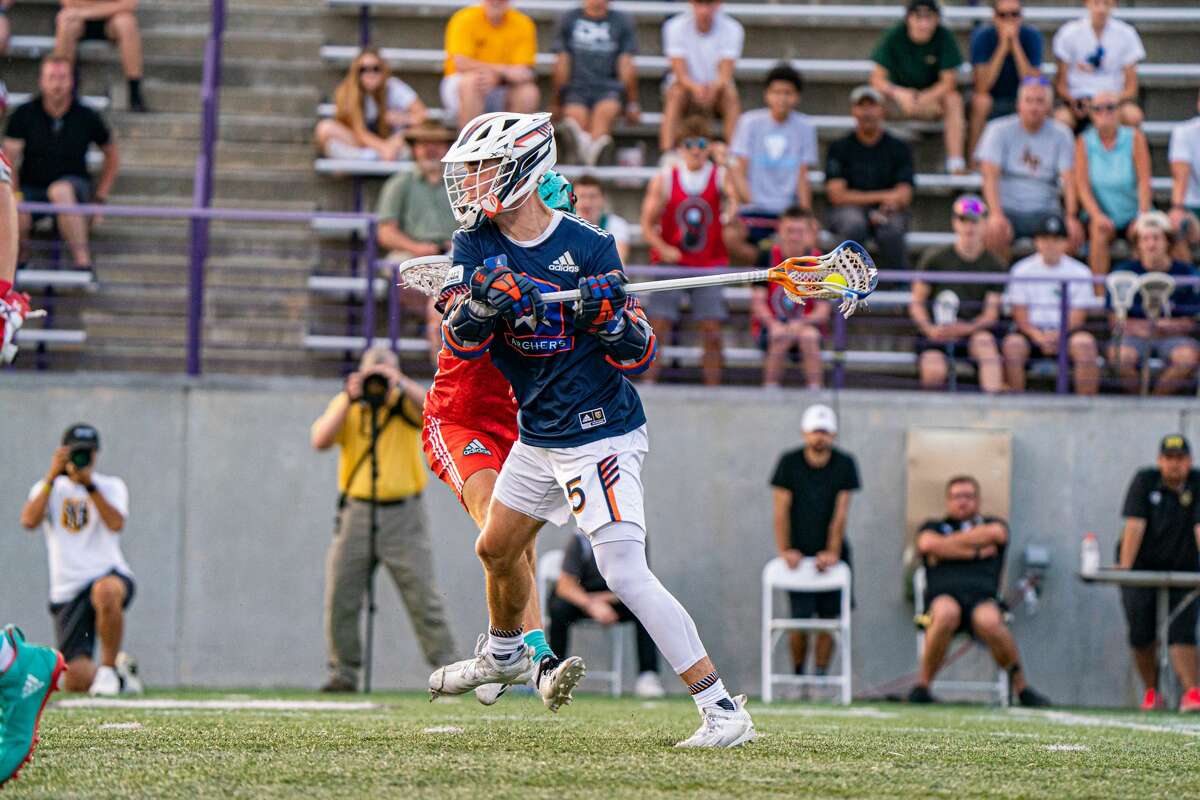Connor Fields hits the game-winning shot for Archers in overtime over Whipsnakes, lifting his team to a 15-14 victory in the Premier Lacrosse League 2021 season finale at Tom and Mary Casey Stadium at the University at Albany on Sunday, Aug. 15, 2021.