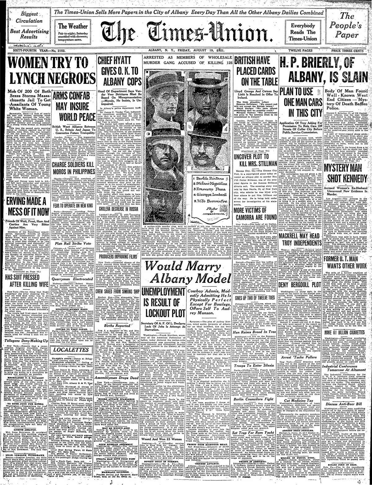 Newspaper front pages from the past, Aug. 1622
