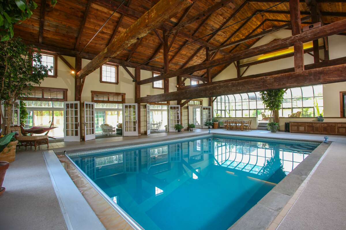 The home on 93 Amenia Union Road in Sharon, Conn. has an indoor pool and spa part of its adjoining residence. 