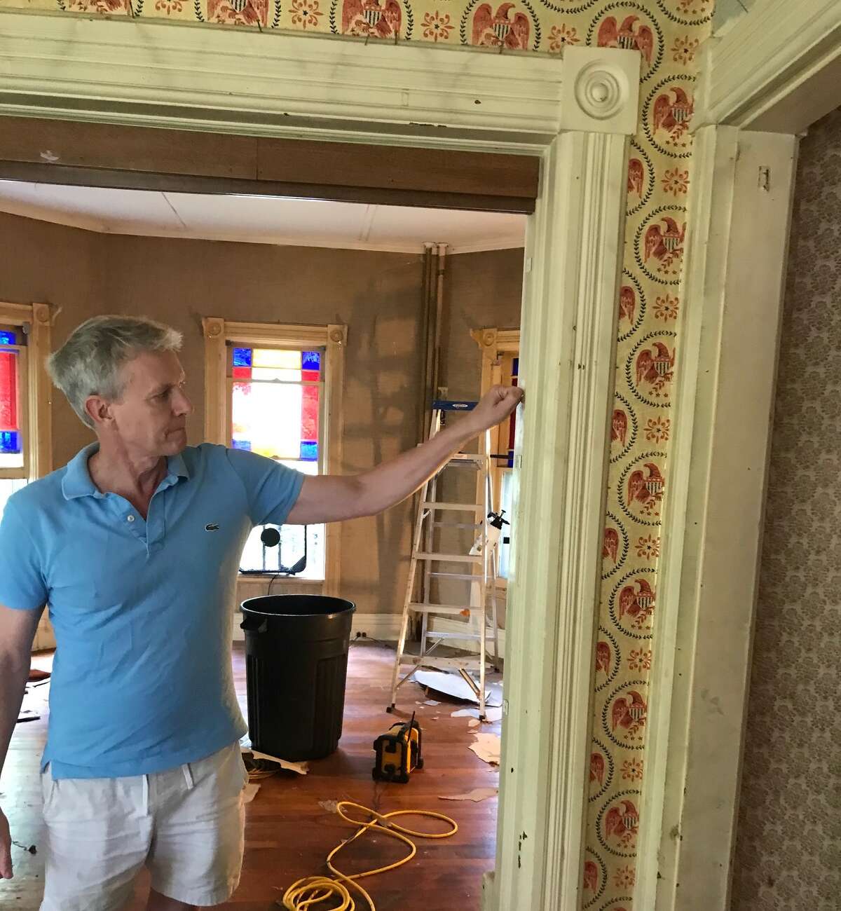 Hanson-Kelly inside the cottage he is restoring with his husband Brendan. ""I feel like when you're doing projects like this you have to fight the urge to do things fast." he said. "Because the longer we've had the house, the more our plans have changed."