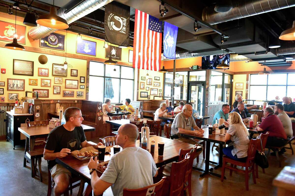 Mission BBQ restaurant in Orange is a patriotic place to eat is adorned with United States military, law enforcement and first responders.