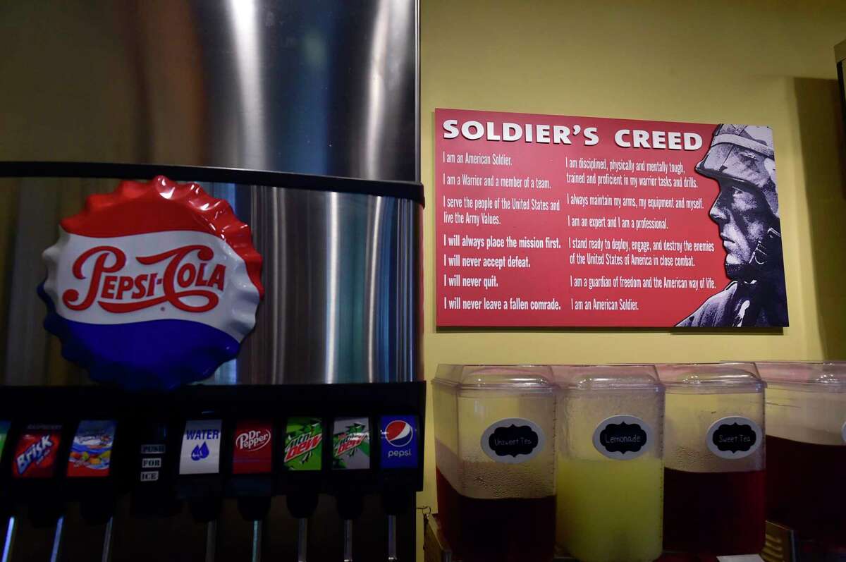 Mission BBQ restaurant in Orange is adorned with United States military, law enforcement and first responders.
