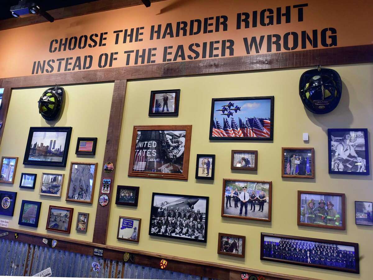 Mission BBQ restaurant in Orange is adorned with United States military, law enforcement and first responders.